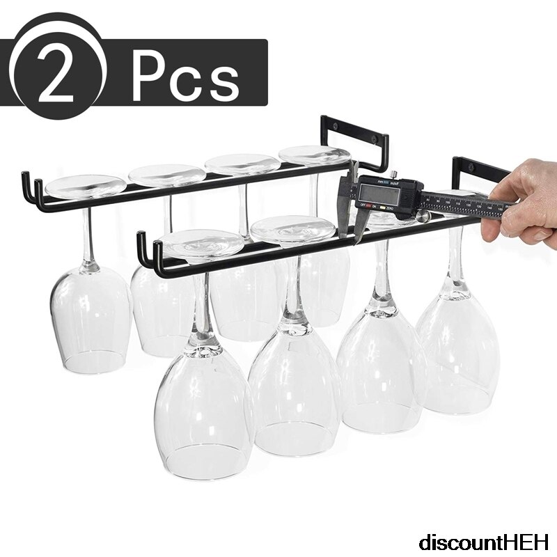 2 st 30cm hushållsrödvinshängande glasrack upp och ner hängande bägare enkel rad vinglashylla glasställ hängande: Default Title
