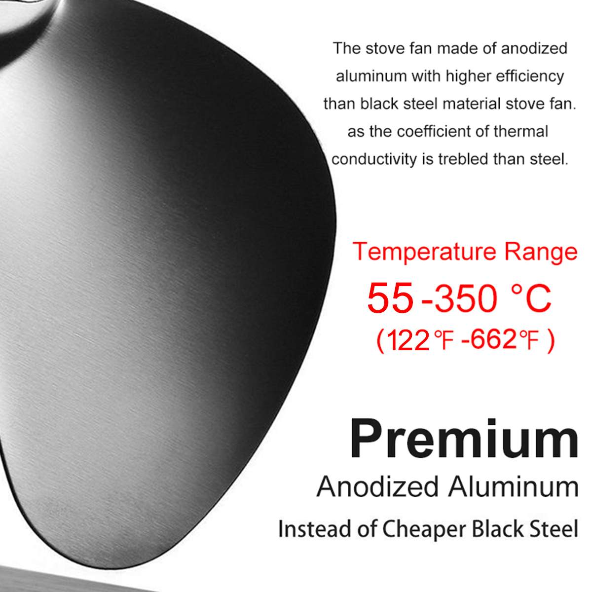 Black Fireplace 5 Blade Heat Powered Stove Fan komin Log Wood Burner Eco Friendly Quiet Fan Home Efficient Heat Distribution