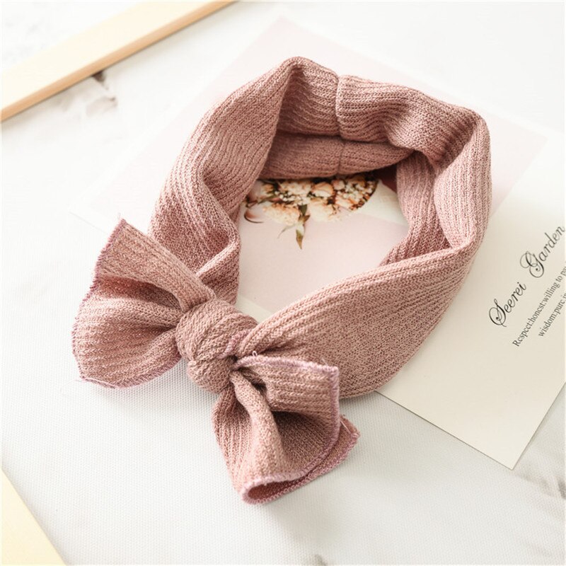 1 PC Winter Warm Ear Warmer Headwrap Xmas Girls' Crochet Headband Knitted Bow Hairband Hair Band Accessories: Pink