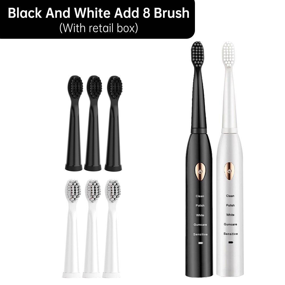 5 modus Smart Elektrische Zahnbürste Automatische Ultra sonic Sonic Zahnbürste Erwachsene IPX7 Wasserdichte USB Aufladbare Zähne Pinsel: Set A 8 Brush