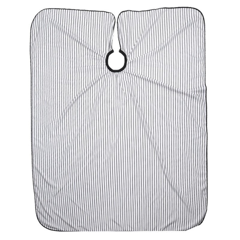 Kapperschort, zwart-wit gestreepte, lichaamsbedekkende kappersschort, geschikt voor een knipbeurt in de salon of thuis: Default Title