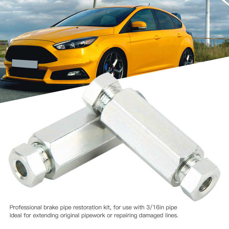 2Pcs/Set Brake Pipe Connectors 3/8in Inline Female + Male Nuts Replacement for British USA Cars PRE 1980 Brake Line Fittings