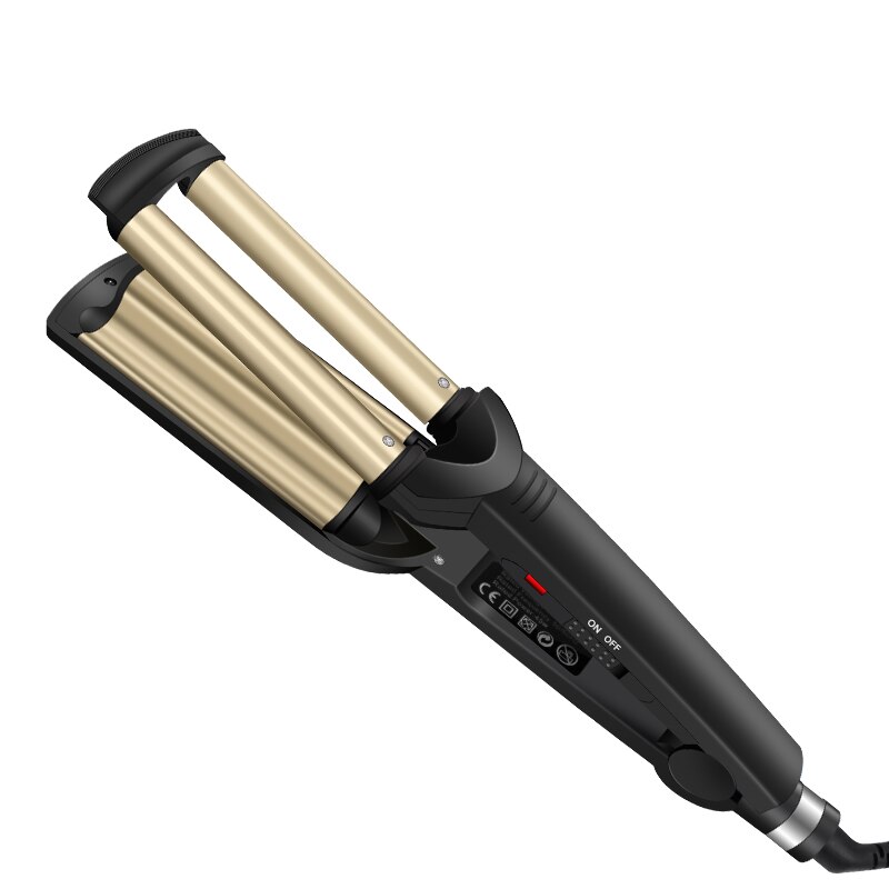 Hair Crimper Curling Iron Ceramic Crimpers Wavers Curler Wand Fast Heating five 5 Barrels Hair Waver Tools for All Types of Hair: Yellow / US