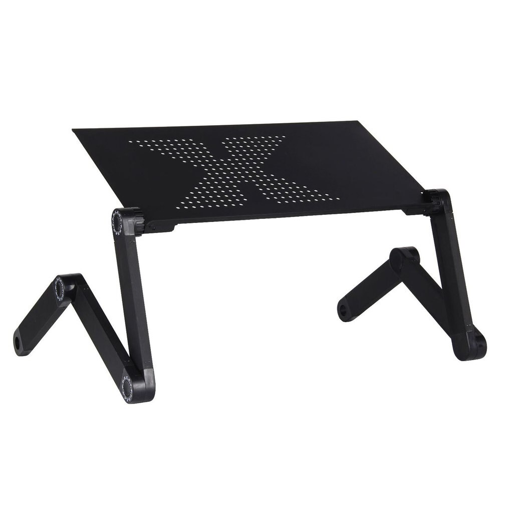 Justerbart aluminium bærbar skrivebord bord ergonomisk tv seng lapdesk bakke pc notesbog bord skrivebord stativ med kølevifte musemåtte: Default Title