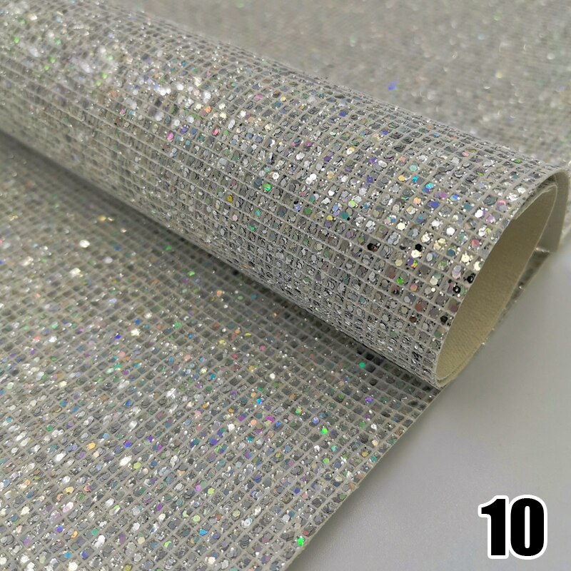 20*120cm PU Leather for Earring Sewing Clothing DIY Bow Decor Waterproof Handmade Material Roll Small Lattice Colorful Flashing: Silver
