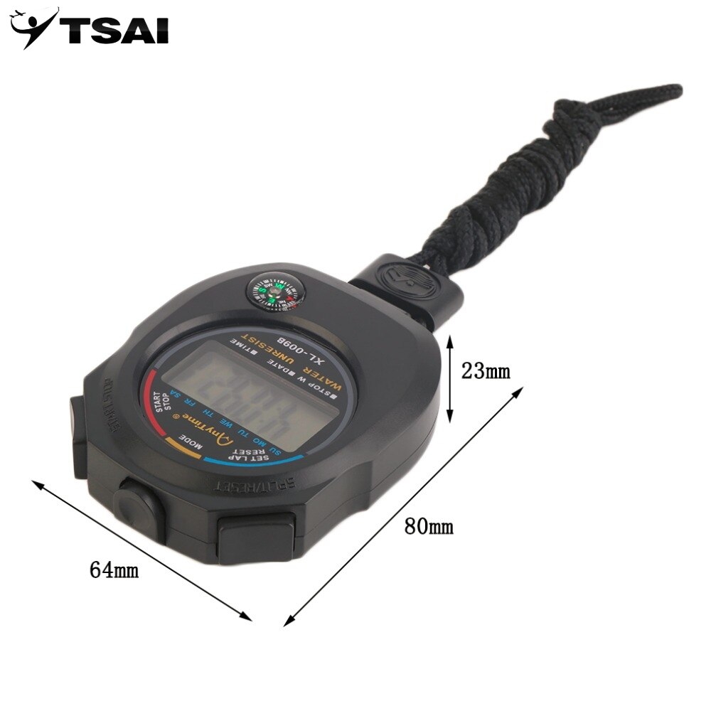 Sports Stopwatch Handheld Digital LCD Sports Stopwatch Chronograph Counter Timer with Strap
