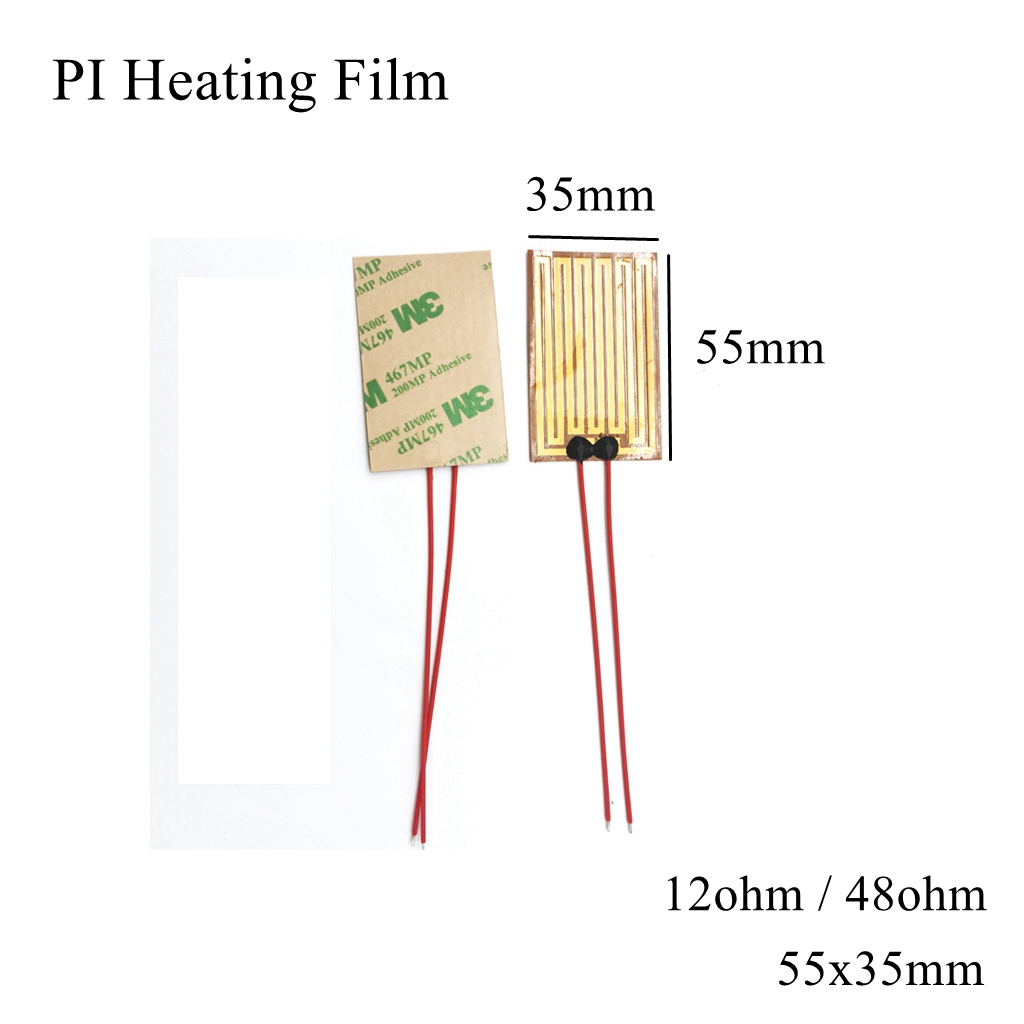40x40mm 5v 12v 24v 110v 220v pi filme de aquecimento polyimida adesivo aquecedor elétrico placa almofada do painel esteira da folha de combustível tanque de motor de óleo: 55x35mm