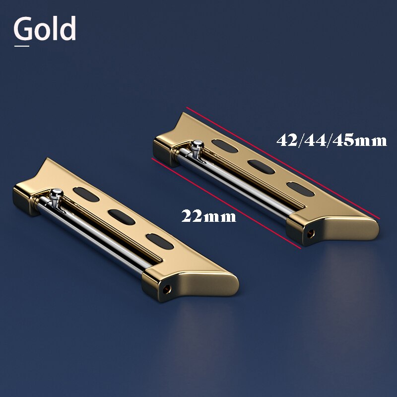 Connector Adapter for Apple Watch Band Series 7/SE/6/5/4/3/2 Quick release Connectors for Iwatch 42/38/45/41mm Stainless Steel: 22-42 Gold