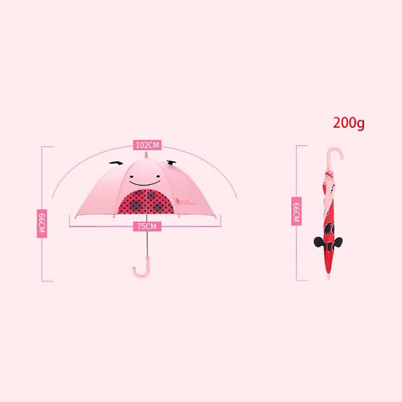 Bonita sombrilla de dibujos animados para niños de Yessello, paraguas 3D de mano larga con de orejas para niños, impermeable