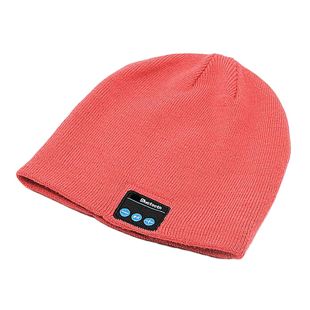 Vinter bluetooth beanie hat headset trådløs hovedtelefon beanie højttalertelefon hætte: Rød