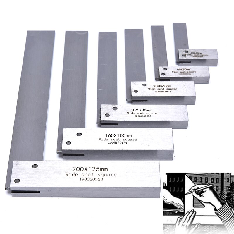 90 Degree Right Angle Precision Ground Steel Angle Ruler Gauge Protractor