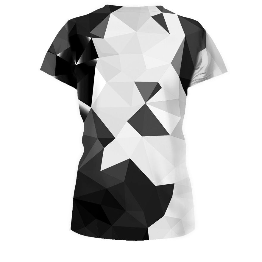 Vrouwen T-shirt Zwart Wit Vierkante 3D Print Sport O-hals Korte Mouw Fitness Tee Tops Jogging Shirt S-3XL Workout Slanke Sweatshirt