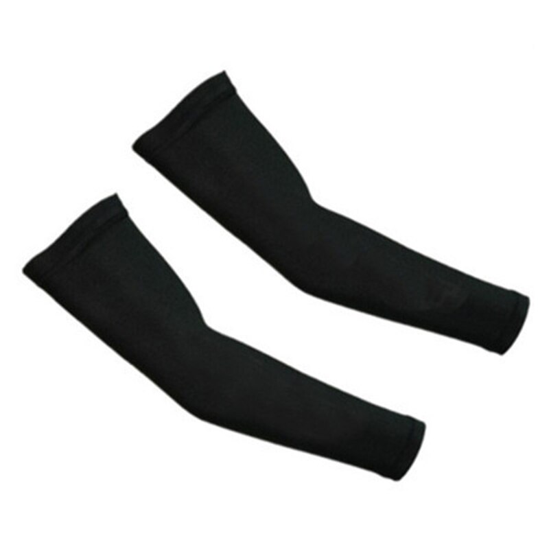 Cooling Arm Sleeves 1 Pair Athletic Sport Skins Sun Protective UV Cover Basketball Arm Warmer Sleeve: Black / XL