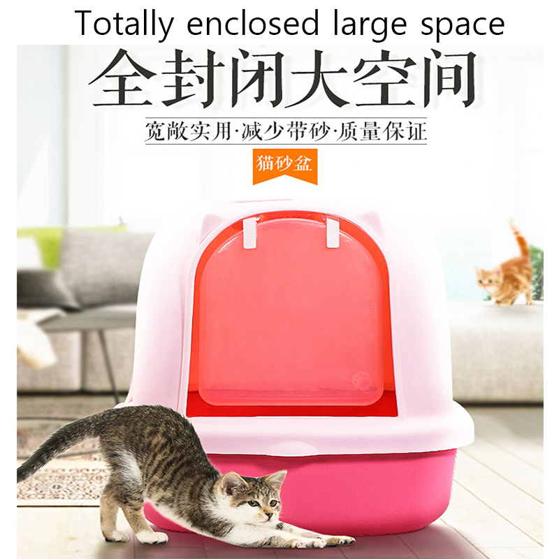 Lit de toilette Anti-éclaboussures pour animaux de compagnie, litière pour chat, plateau avec cuillère, maison propre, chaton, fournitures de boîte en plastique, produits pour animaux