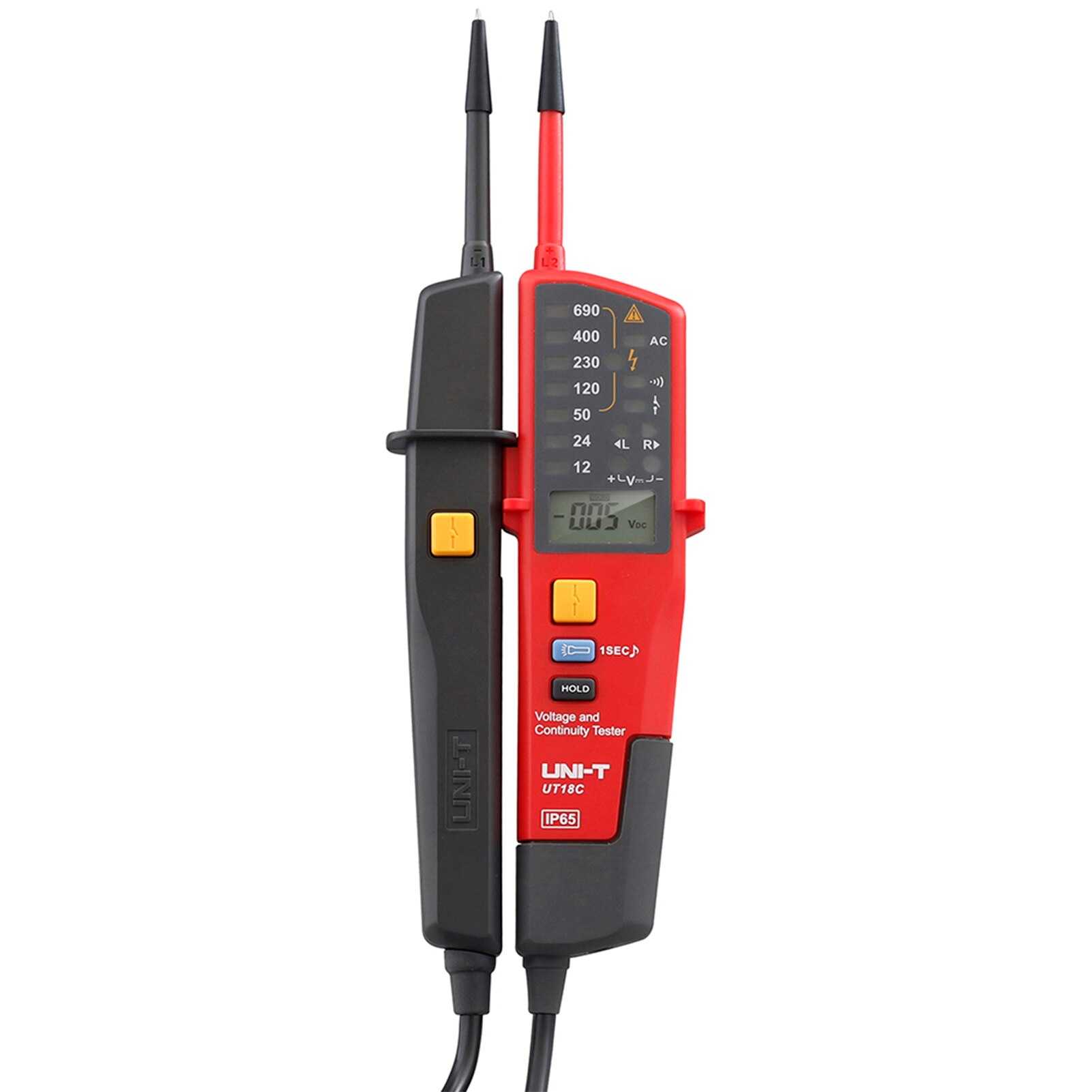 UNI-T UT18C Auto Range Voltage and Continuity Tester with LCD/LED Indication Data Hold RCD Test and No Battery Detection