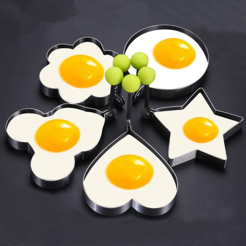 Herramientas de acero inoxidable para huevos fritos, molde de 5 estilos para tortitas, anillo de cocina, decoración creativa, accesorios de cocina