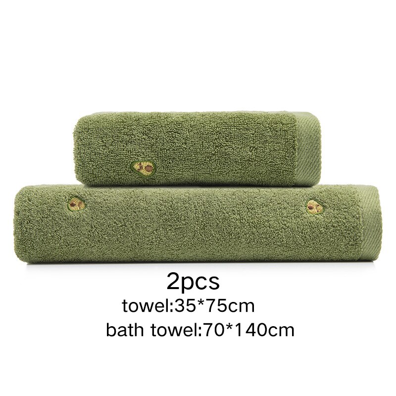 Para Adultos cabello seco lavar toalla facial de aguacate de microfibra suave y absorbente de baño grande de secado rápido de algodón grueso toallas de baño: 2PCS Green