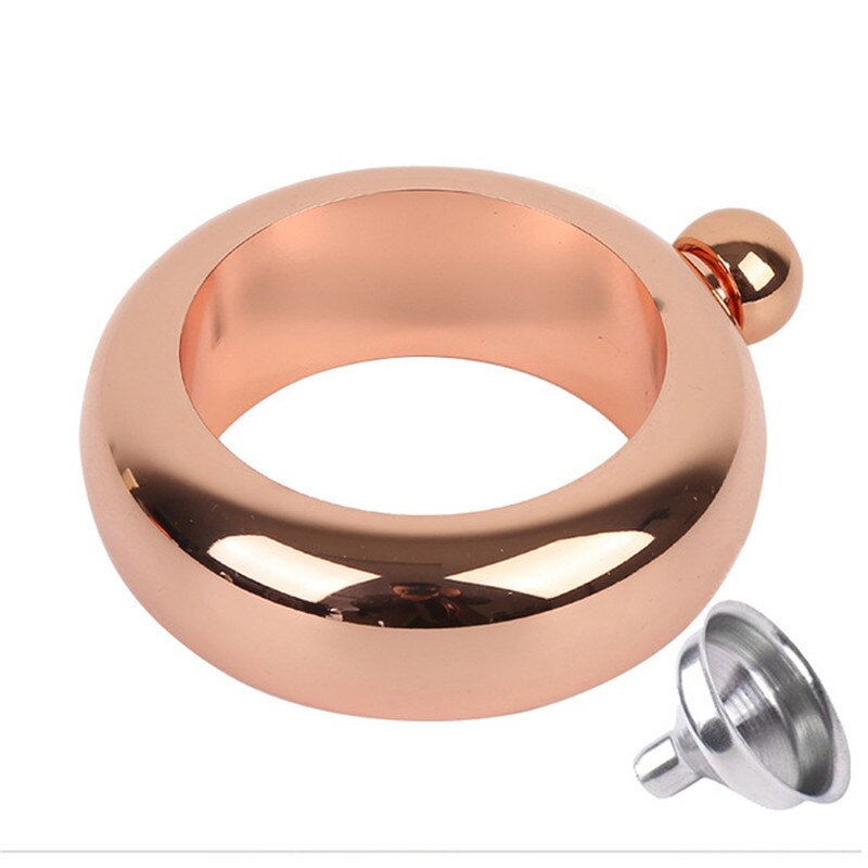 Bracelet rond Portable de 3.5oz avec couvercle en diamant, gourmette ronde, bouteille de bière, de Whisky, de mariage: D