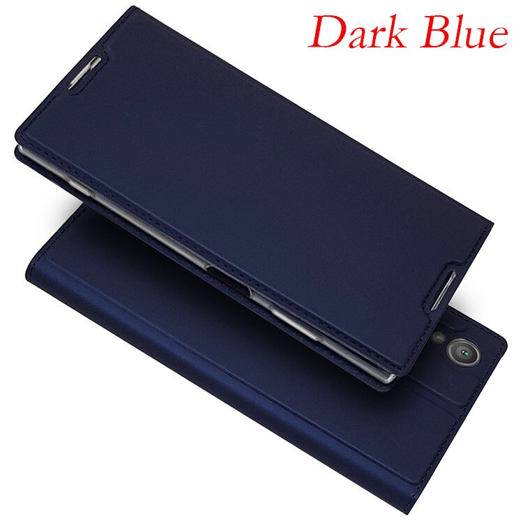 Flip deksel for sony xperia  xa1 veske pu lær kortspor stativ lommebokveske for sony xperia  xa1 plus  xa 1 plus telefon vesker carcasa: Mørke blå / For sony  xa1 pluss