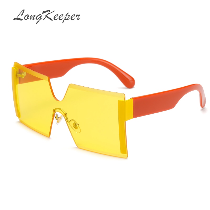 Oversized Square Rimless Sunglasses Women Brand Flat top Big Sun Glasses Female One Piece Travel Gafa de sol 6931