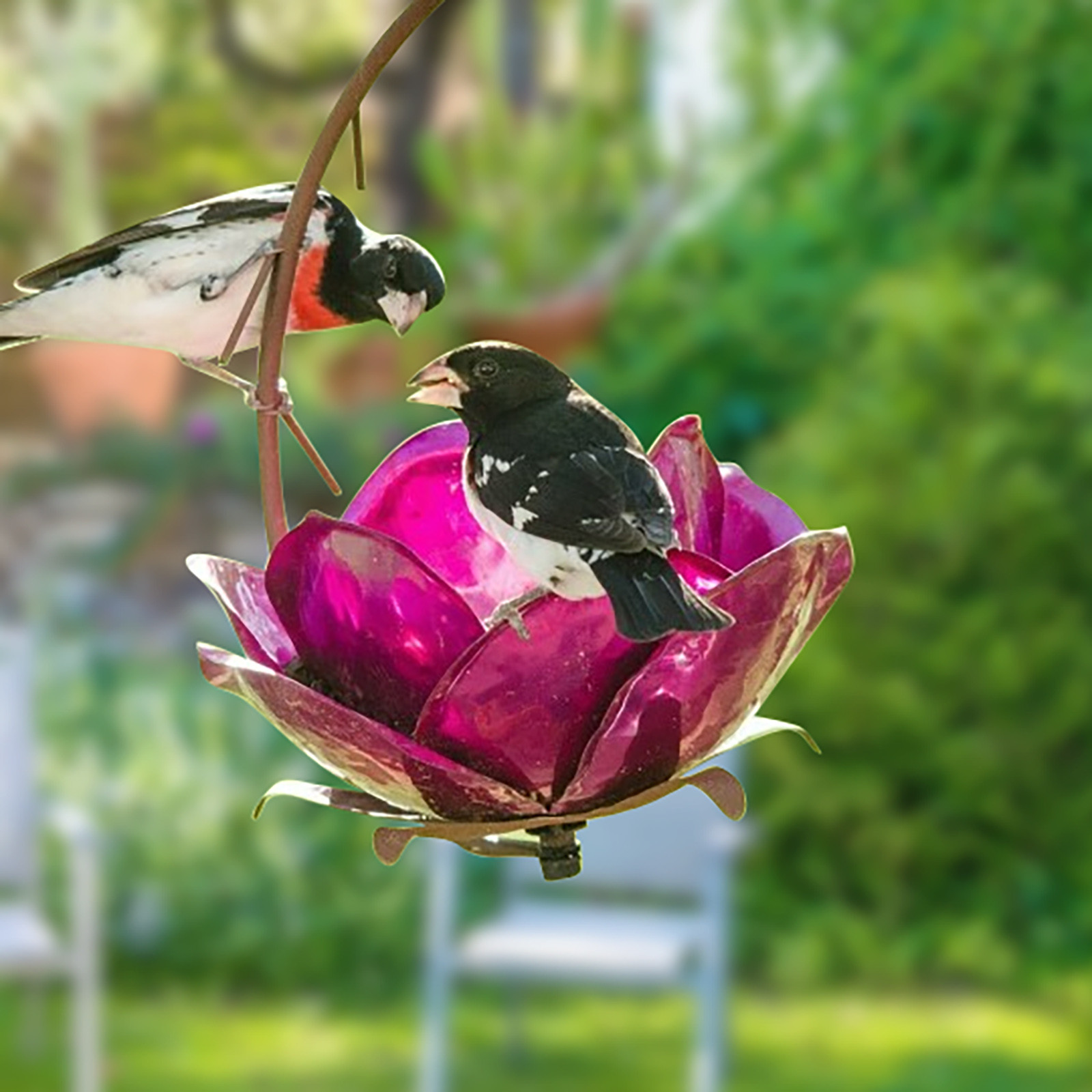 25@ Hanging Bird Feeder Metal Bird Feeder Flower Forest Hanging Metal Garden Pole Art Decoration Outside Pet Feeding Supplies