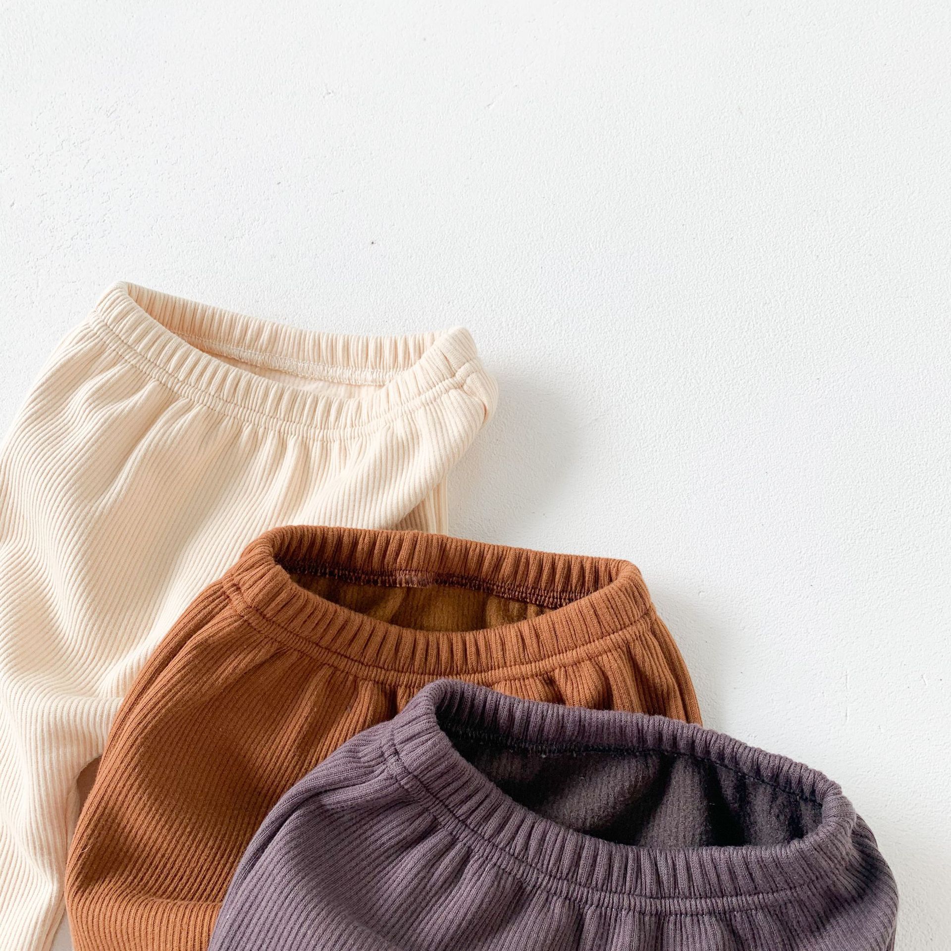 Vinter småbarn barn plus sammetsleggings ren färg bebis flickor elastiska byxor pojke pp byxa barn varma byxor