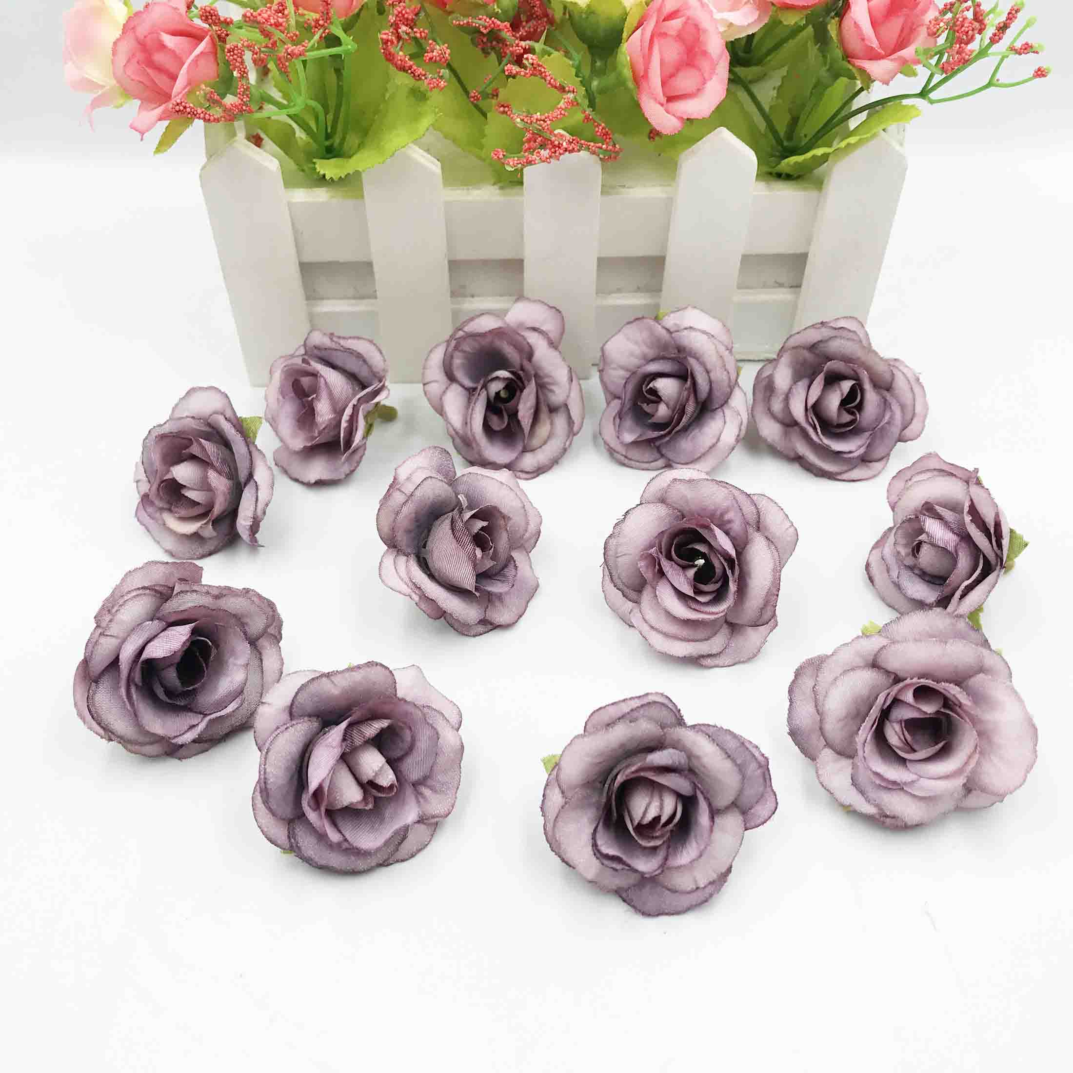 10 stuks kunstbloemen, 4cm zijden rozenbloemen, bruiloftsfeest, huisdecoratie, doe-het-zelfkrans, plakboekdoos, knutselwerkje: 11