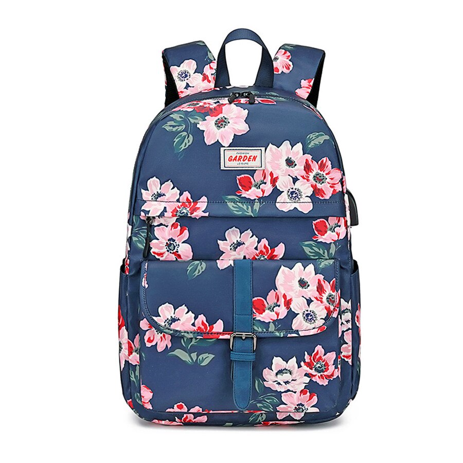 Fengdong Bloemen School Rugzak Voor Meisjes Vrouwen Vintage Bloem Zak Vrouwelijke Rugzak Kids Schooltas Student Grote Rugzak: blue