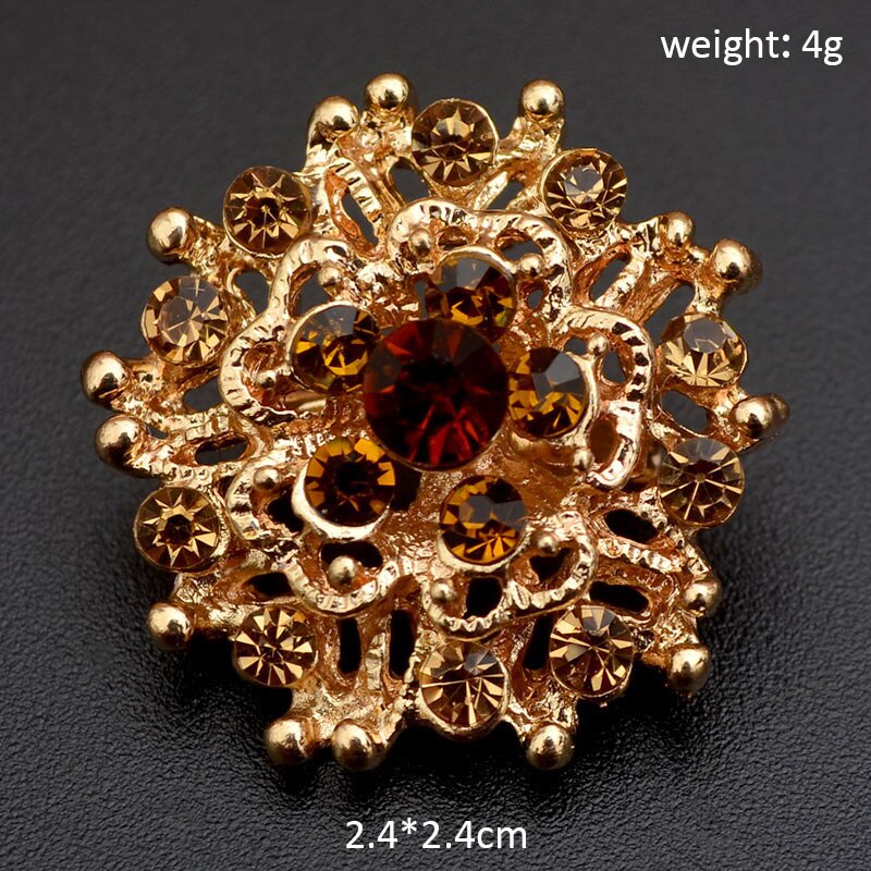 Broche Pin 25 Kleuren Vintage Kleurrijke Crystal Gold Bloemen Rhinestone Broche Pin Badge Diy Strass Accessoires Party Bruiloft: 14