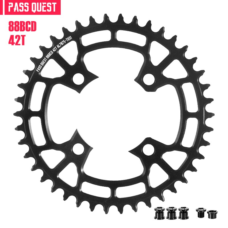 Pass Quest round-piñón estrecho 88bcd para bicicleta, Piñón redondo adecuado para Shimano XTR985, 32t, 34t, 36t, 38t, 40t, 42t, 44t: 42T