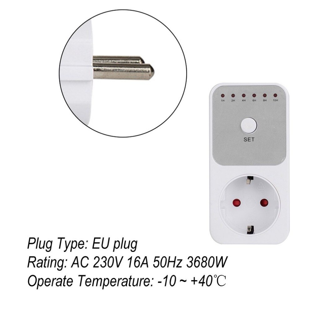 Mini LED 230V 16A 1 h-10 h Countdown Timer Schakelaar Stopcontact Plug-in Tijd Controle voor Keuken Elektrisch Apparaat EU Plug