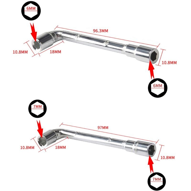 4Pcs 3D Printer Cleaning Tool 5 In 1 Wrench + Mini Cross Socket + Nozzle Brush +6mm/7mm L Spanner for Ender 3 E3D / MK8 / MK10