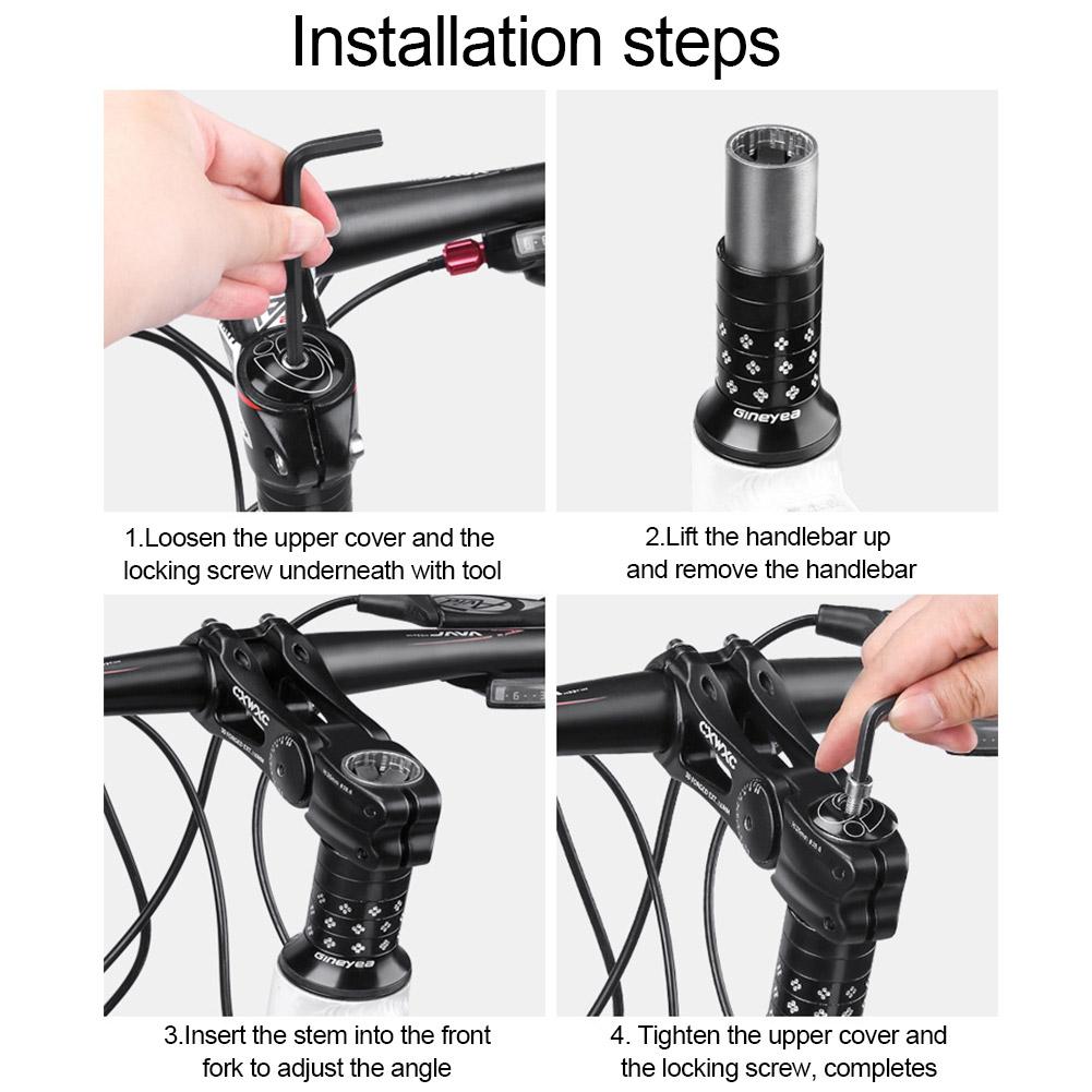 SATORI Aberhallo Adjustable Bike Stem – 25.4mm Clamp, Black Aluminum