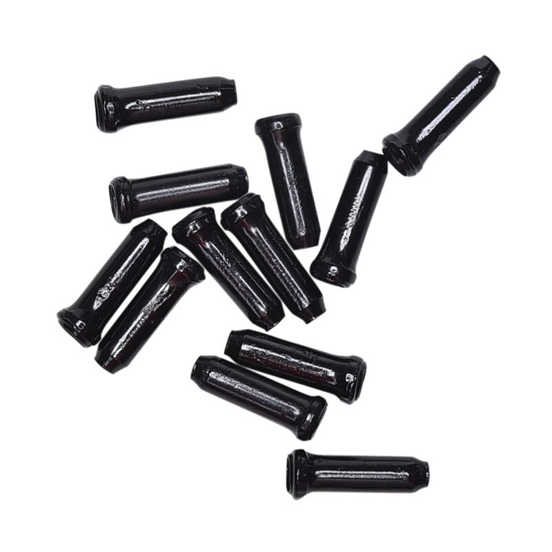 12PCS=1PACK Aluminium Alloy Bicycle Brake Cable Caps Metal Bike Brake Gear Cable Wire Outer End Cap Cover Crimps Tips Ferrules: Black