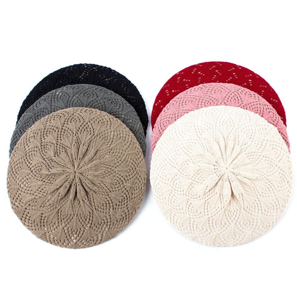 Geebro vrouwen Effen Kleur Gebreide Baret Hoed Lente Casual Dunne Acryl Baretten voor Vrouwen Dames Franse Kunstenaar Beanie Baret hoeden