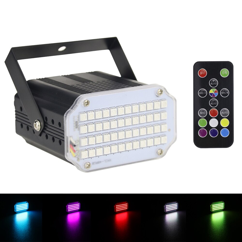 48 ledet rgb 3 i 1 strobe lys diskotek dj parti bar jul klubb ekstern lyd aktivert blits lys scene lyseffekt par lampe: En / Au støpsel