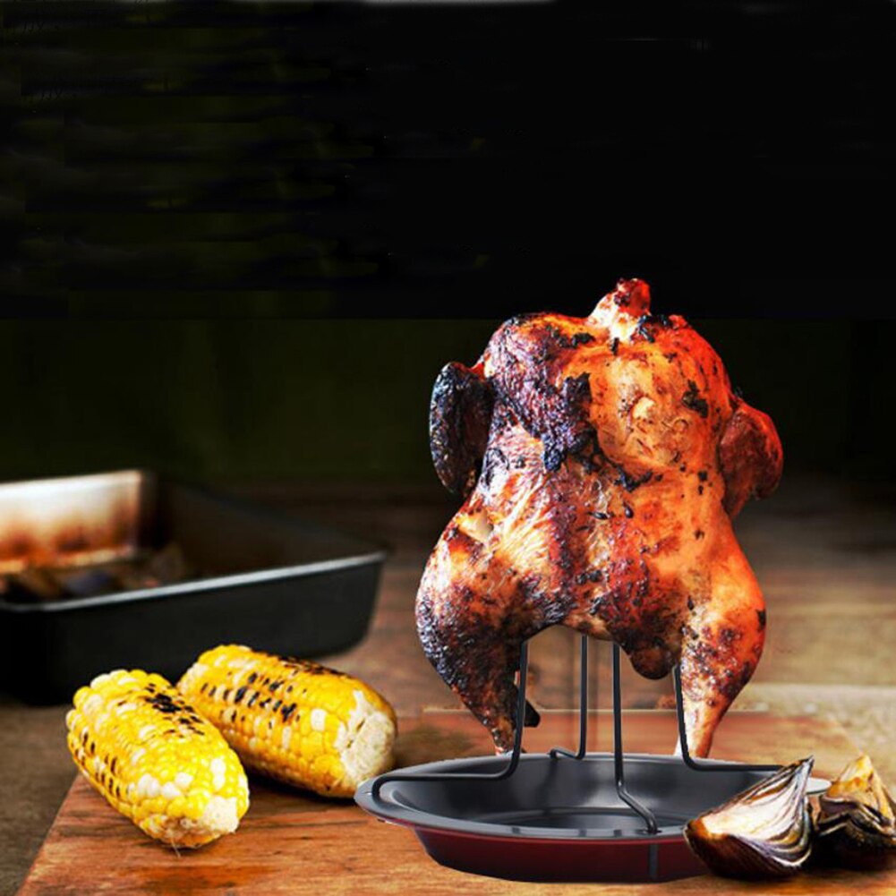 1PC Küche Outdoor BBQ Werkzeuge Huhn Ente Halter Rack Grill Stehen Rösten für BBQ Rib Nicht Stick Carbon Stahl grillen Werkzeuge