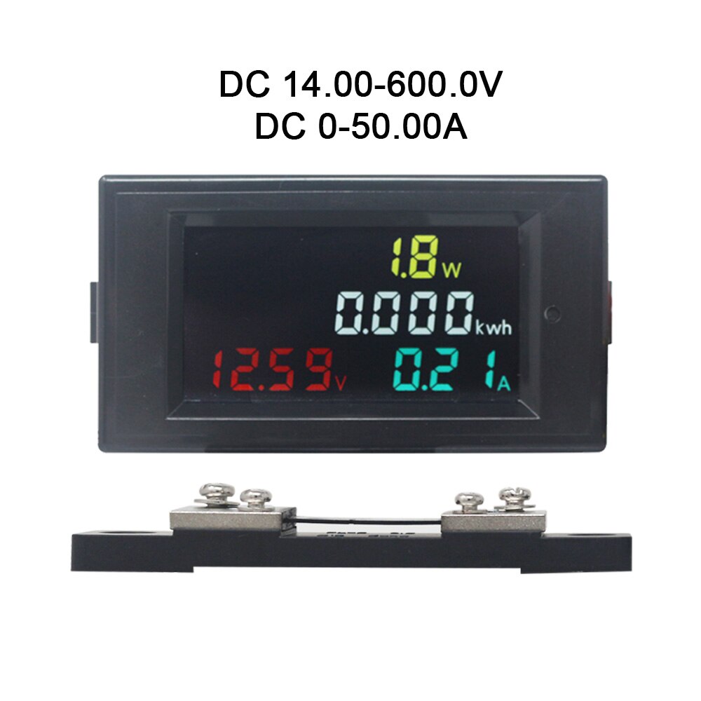 DC Power Energy Meter Monitor Voltmeter Ammeter 4 in 1 DC 14.00-600.0V 20A/50A/100A Volt Amp Watt KWH Monitor