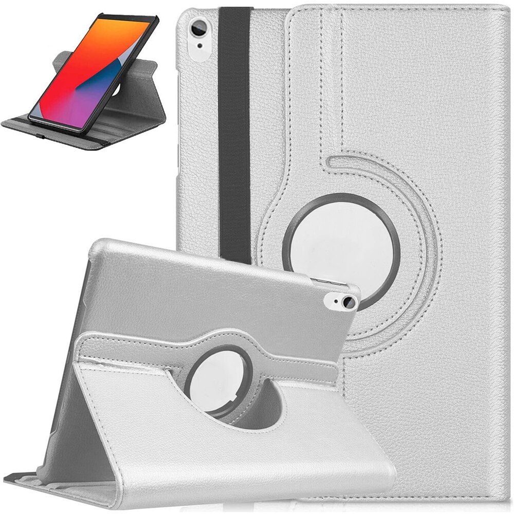 For Apple iPad Air 4th Generation 10.9" Rotating Smart Case Leather Folding Stand Cover with Auto Wake/Sleep Function: White