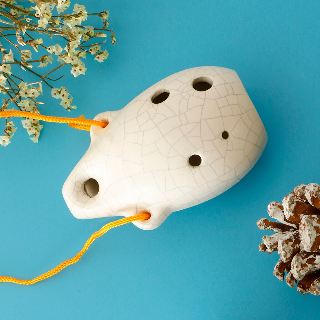 Pro 6 Hole Alto C Key Ocarina Ceramic Musical Instrument with Cord