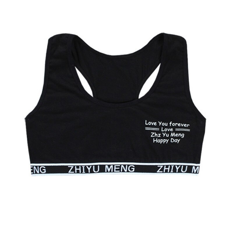 Junior Ragazza Racerback del Cotone di Sport Del Reggiseno di Formazione Della Stampa Della Lettera di Colore Solido Cinghia Larga Della Biancheria Intima Bralette Senza Soluzione di Continuità A Strati Crop Top: D