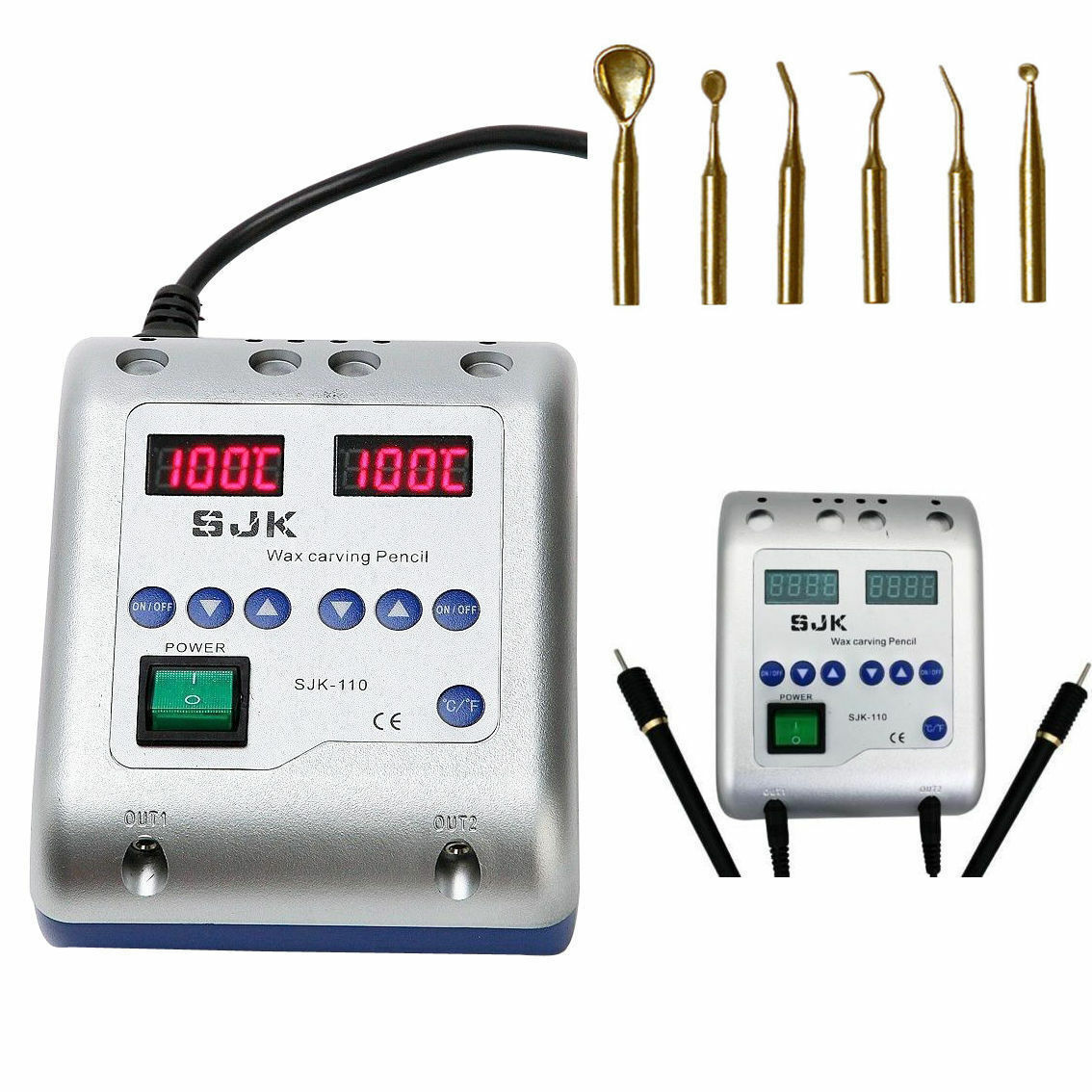 Sjk Dental Lab Elektrische Wax Mes Waxer Carving Potlood Carver Met 6 Tips + 2 Pennen Potloden