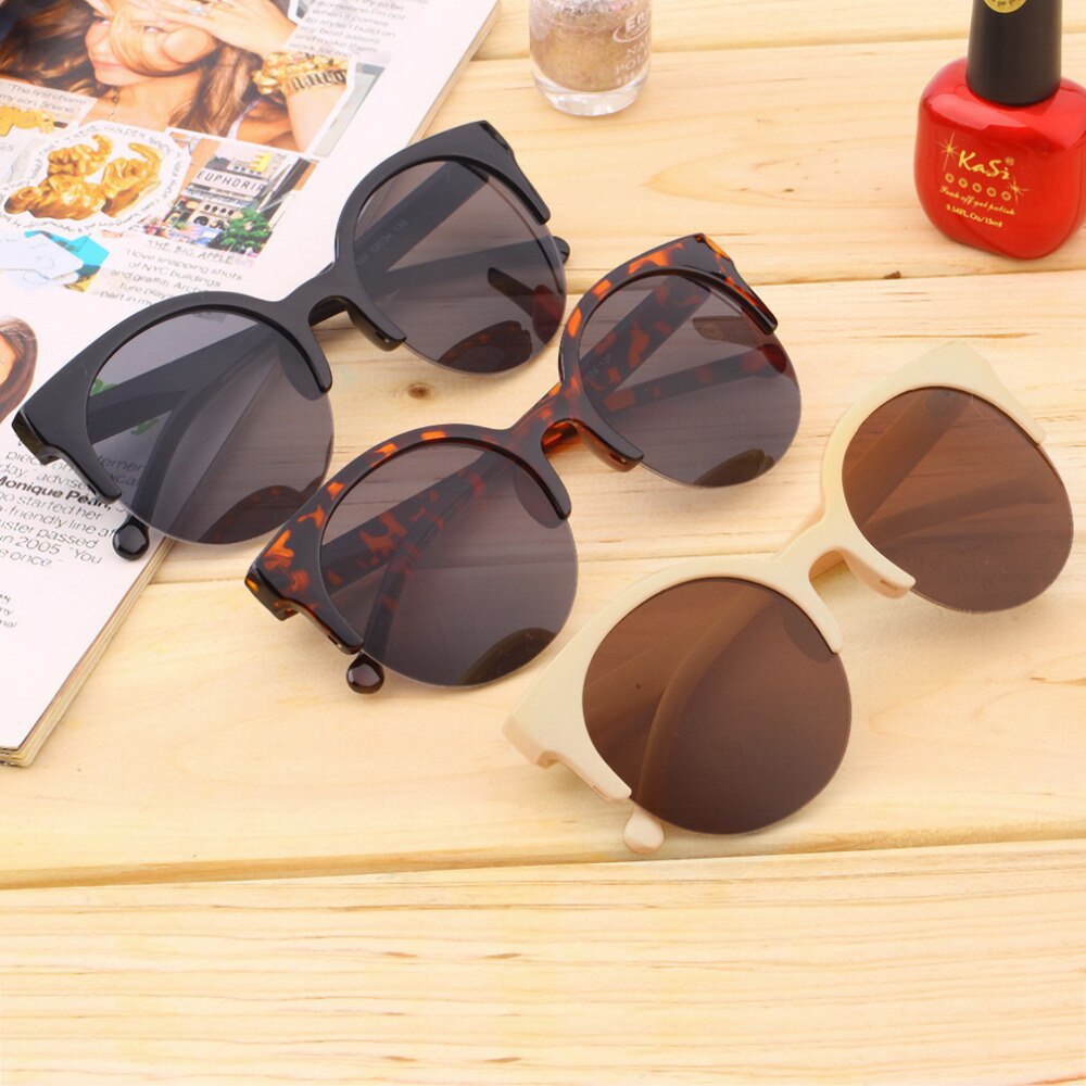 Gafas de sol con montura de círculo de forma redonda clásicas Unisex a la con montura Semi sin montura para hombre al aire libre gafas de sol únicas para mujer