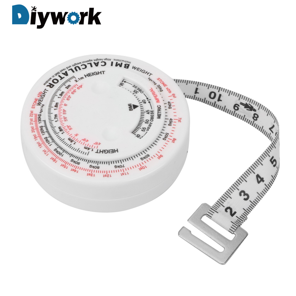 Diywork Bmi Body Mass Index Maatregel Rekenmachine Tape Maatregelen Gereedschap Intrekbare Tape Voor Dieet Gewichtsverlies 150 Cm