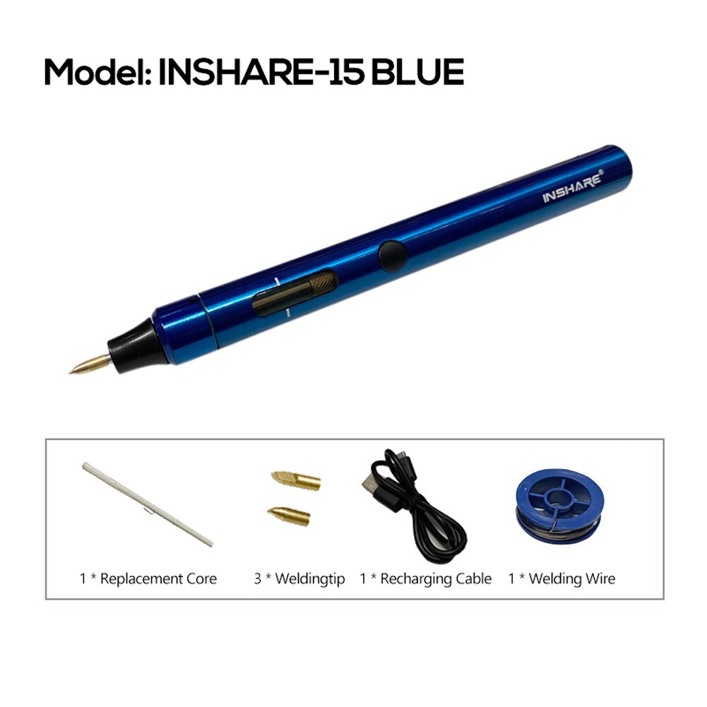 Household Mini Portable Soldering Iron USB Rechargeable Electric Welding Pen: Blue