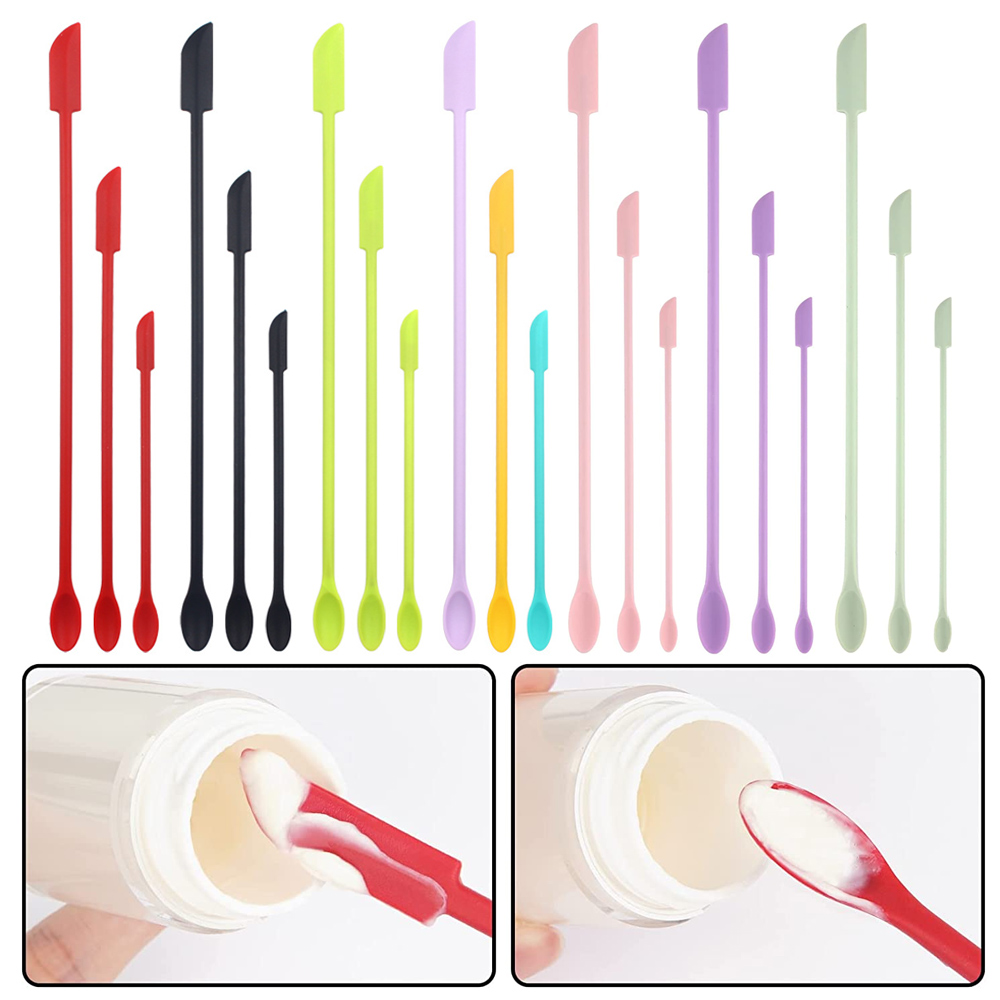 Ensemble de spatules en Silicone, grattoir à Double tête, crème de confiture cosmétique, bouteille profonde, Mini spatule allongée à petite pointe, outil de maquillage Spa 3 pièces