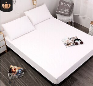 Waterproof Mattress Protector Fitted Sheet Home Bed Cover Queen Size/King Waterproof Solid Color Urine-Proof Mattress Cover: White / 120cmX200cmX30cm