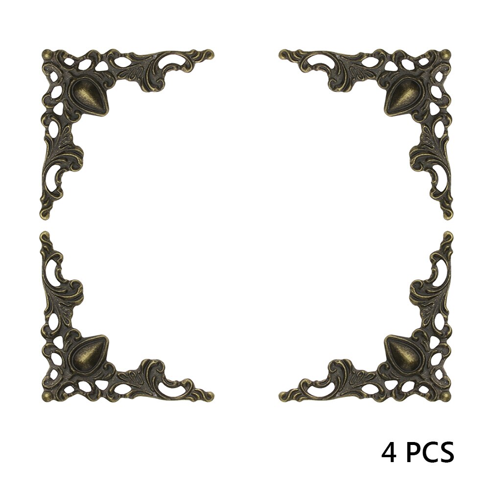 4Pcs Metal Corners Antique Gold Bronze For Book Photo Furniture Box Corner Piece Decorative Protectors Metal Crafts DIY Ornament: Bronze
