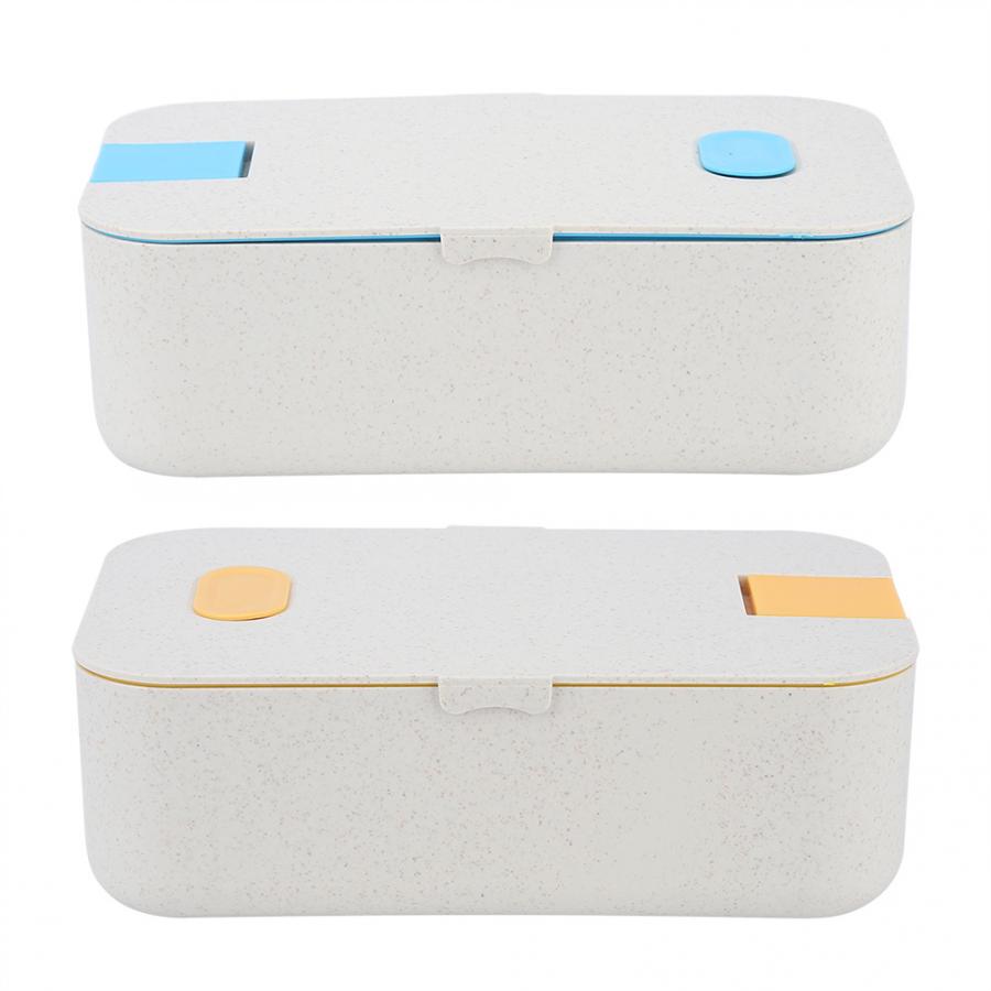 Portable Rectangular 800ml Single Layer Lunch Box Food Container Bento Box with Phone Holder