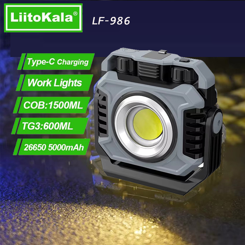 Liitokala lf -986 multifunksjonell utendørs camping mini bærbar arbeidslampe kolbe ledet perler 500lm 5.7w type-c frakt